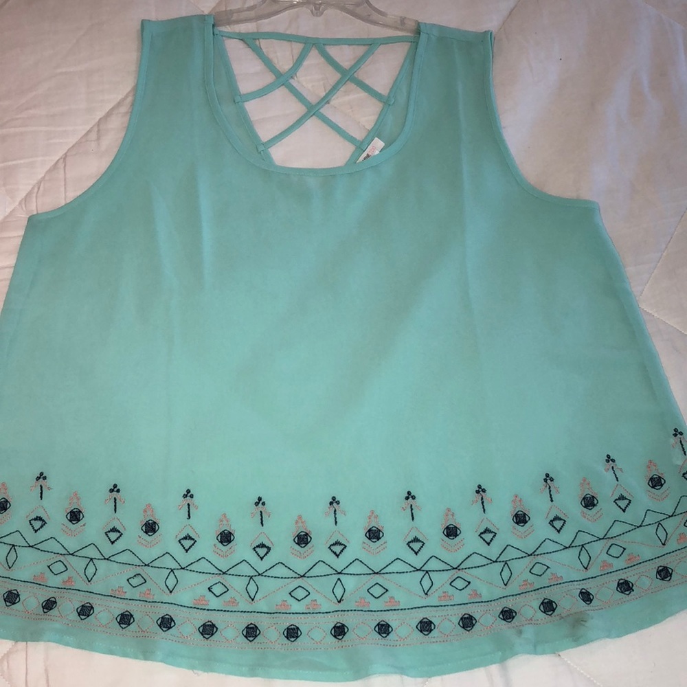 Sheer embroidered tank